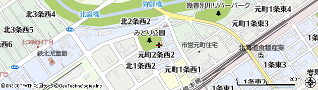 北海道岩見沢市元町２条西周辺の地図