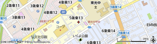 北海道岩見沢市５条東13丁目12周辺の地図