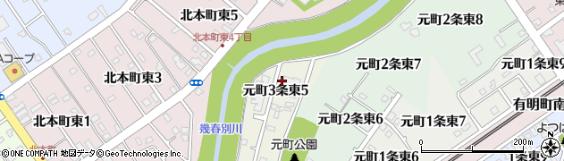 北海道岩見沢市元町３条東5丁目周辺の地図
