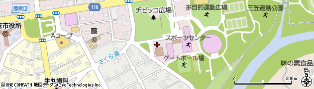 三笠市役所　三笠ドーム周辺の地図