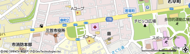 三笠市民会館周辺の地図