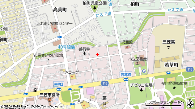 〒068-2153 北海道三笠市幸町の地図
