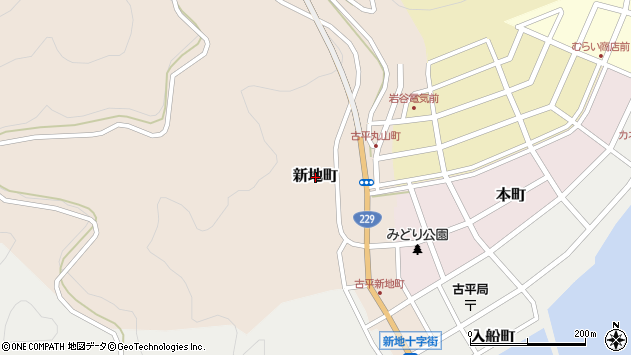 〒046-0112 北海道古平郡古平町新地町の地図