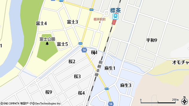 〒088-2303 北海道川上郡標茶町桜の地図
