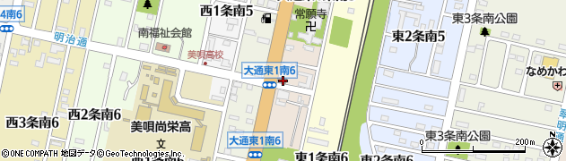 美唄大通南簡易郵便局周辺の地図
