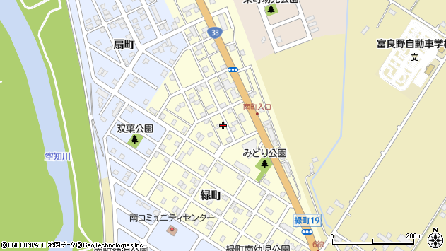 〒076-0021 北海道富良野市緑町の地図