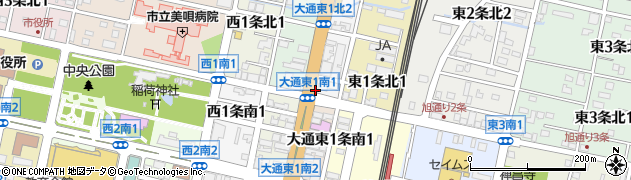 美唄駅周辺の地図