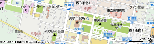 北海道美唄市周辺の地図