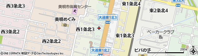 読売新聞　美唄専売所周辺の地図