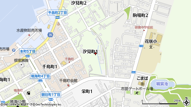 〒087-0019 北海道根室市汐見町の地図