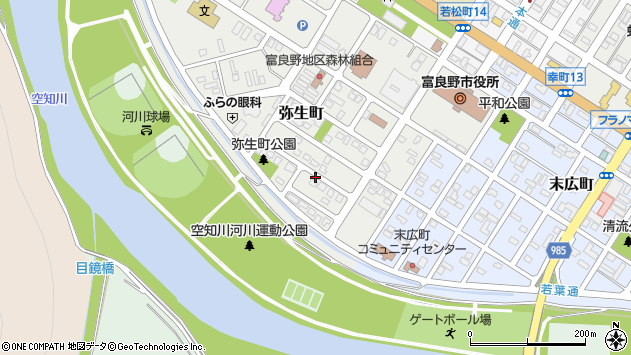 〒076-0018 北海道富良野市弥生町の地図