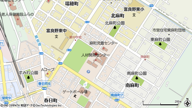 〒076-0055 北海道富良野市西麻町の地図