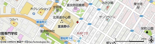 北海道富良野市若松町周辺の地図
