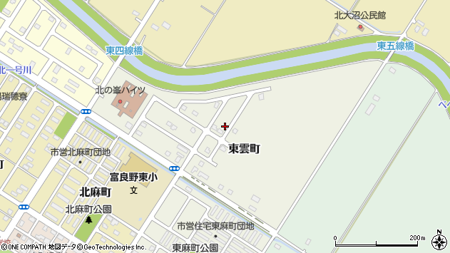 〒076-0050 北海道富良野市東雲町の地図