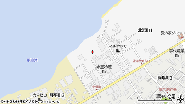 〒087-0001 北海道根室市北浜町の地図