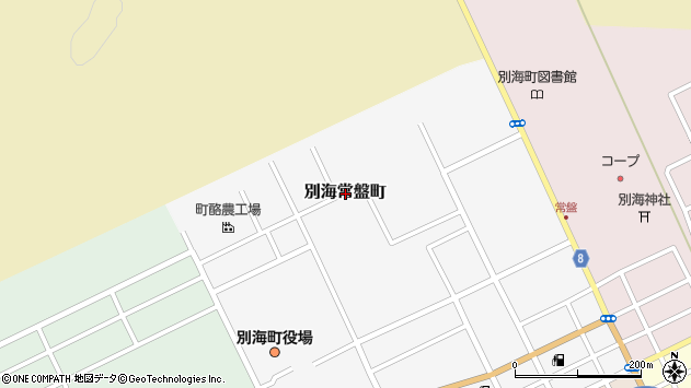 〒086-0205 北海道野付郡別海町別海常盤町の地図