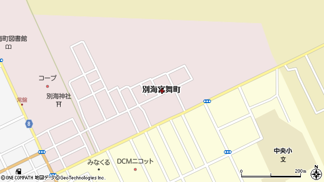 〒086-0201 北海道野付郡別海町別海宮舞町の地図