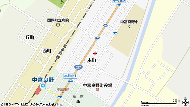 〒071-0752 北海道空知郡中富良野町本町の地図