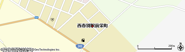 北海道別海町（野付郡）西春別駅前栄町周辺の地図
