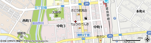 北海道上富良野町（空知郡）中町周辺の地図