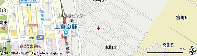 北海道空知郡上富良野町本町周辺の地図