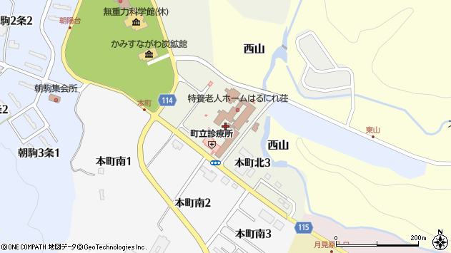 〒073-0204 北海道空知郡上砂川町本町の地図