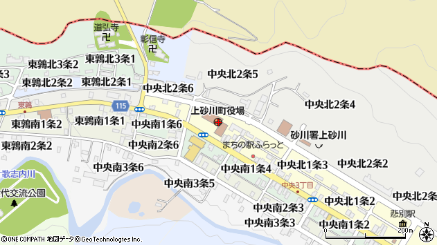 〒073-0200 北海道空知郡上砂川町（以下に掲載がない場合）の地図