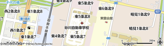 北海道砂川市東５条北周辺の地図
