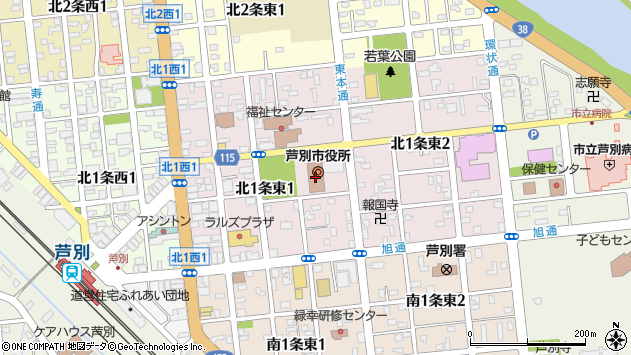 〒075-0000 北海道芦別市（以下に掲載がない場合）の地図