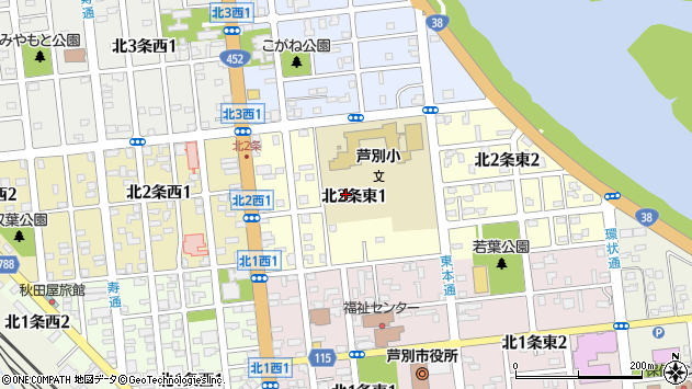 〒075-0012 北海道芦別市北二条東の地図