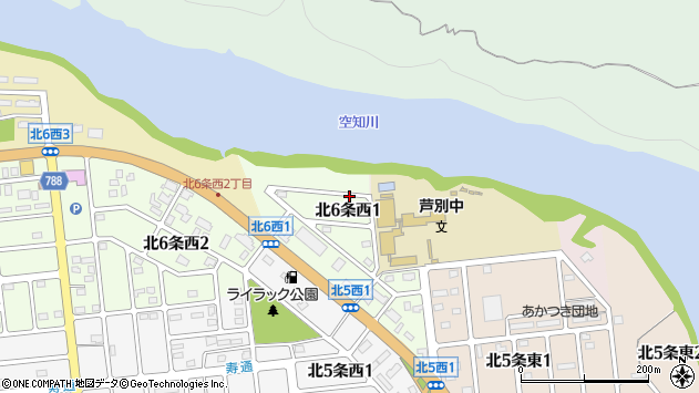 〒075-0006 北海道芦別市北六条西の地図