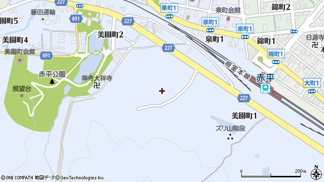 〒079-1144 北海道赤平市美園町の地図