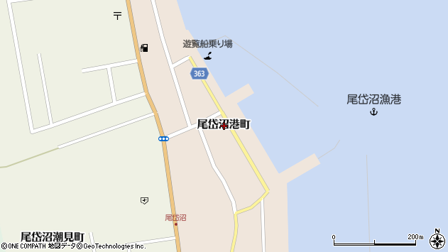 〒086-1643 北海道野付郡別海町尾岱沼港町の地図