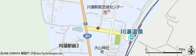 北海道弟子屈町（川上郡）川湯駅前周辺の地図