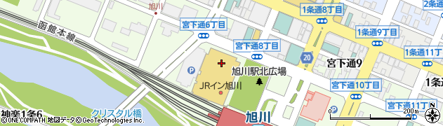 イオンモール　旭川駅前周辺の地図