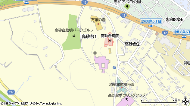 〒070-8061 北海道旭川市高砂台の地図