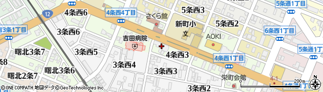 旭川四条西郵便局周辺の地図