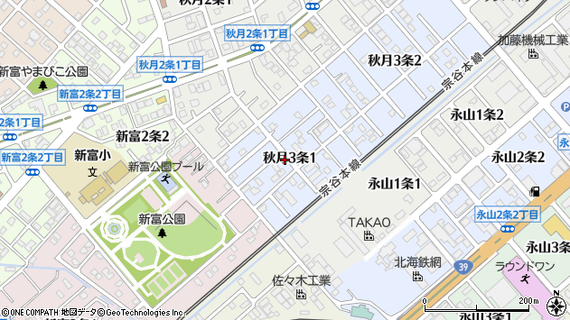 〒079-8403 北海道旭川市秋月３条の地図