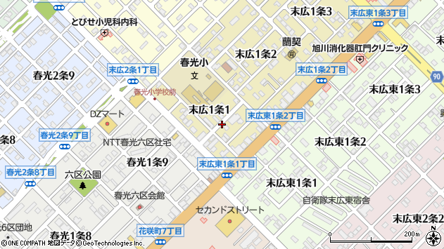〒071-8131 北海道旭川市末広１条の地図