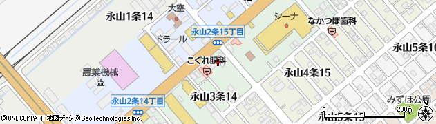 栗林石油株式会社札幌支店　旭川永山３条給油所周辺の地図