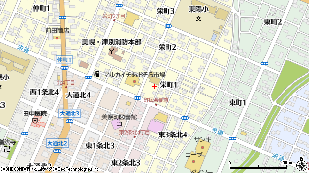〒092-0012 北海道網走郡美幌町栄町の地図