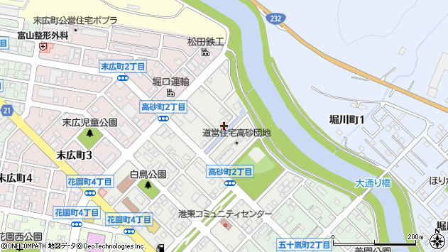 〒077-0021 北海道留萌市高砂町の地図