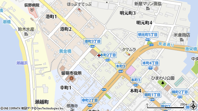 〒077-0045 北海道留萌市本町の地図