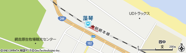 藻琴駅周辺の地図