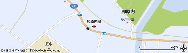卯原内郵便局周辺の地図