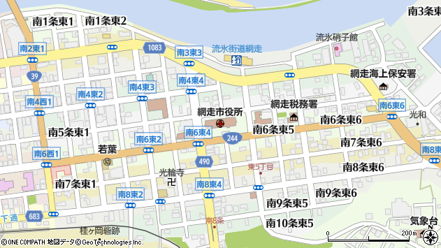 〒093-0000 北海道網走市（以下に掲載がない場合）の地図