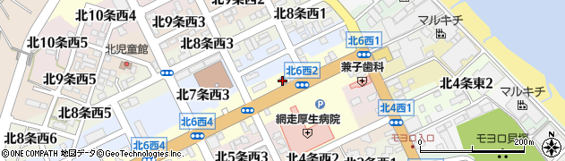 網走北六条郵便局周辺の地図