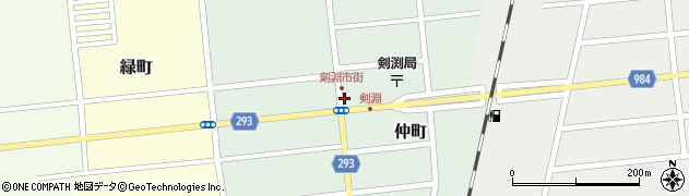 北海道剣淵町（上川郡）仲町周辺の地図