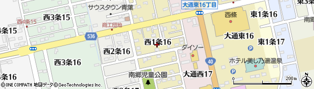 北海道士別市西１条16丁目周辺の地図
