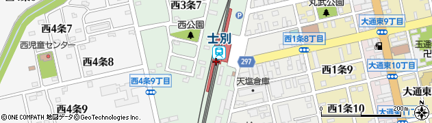 士別駅周辺の地図